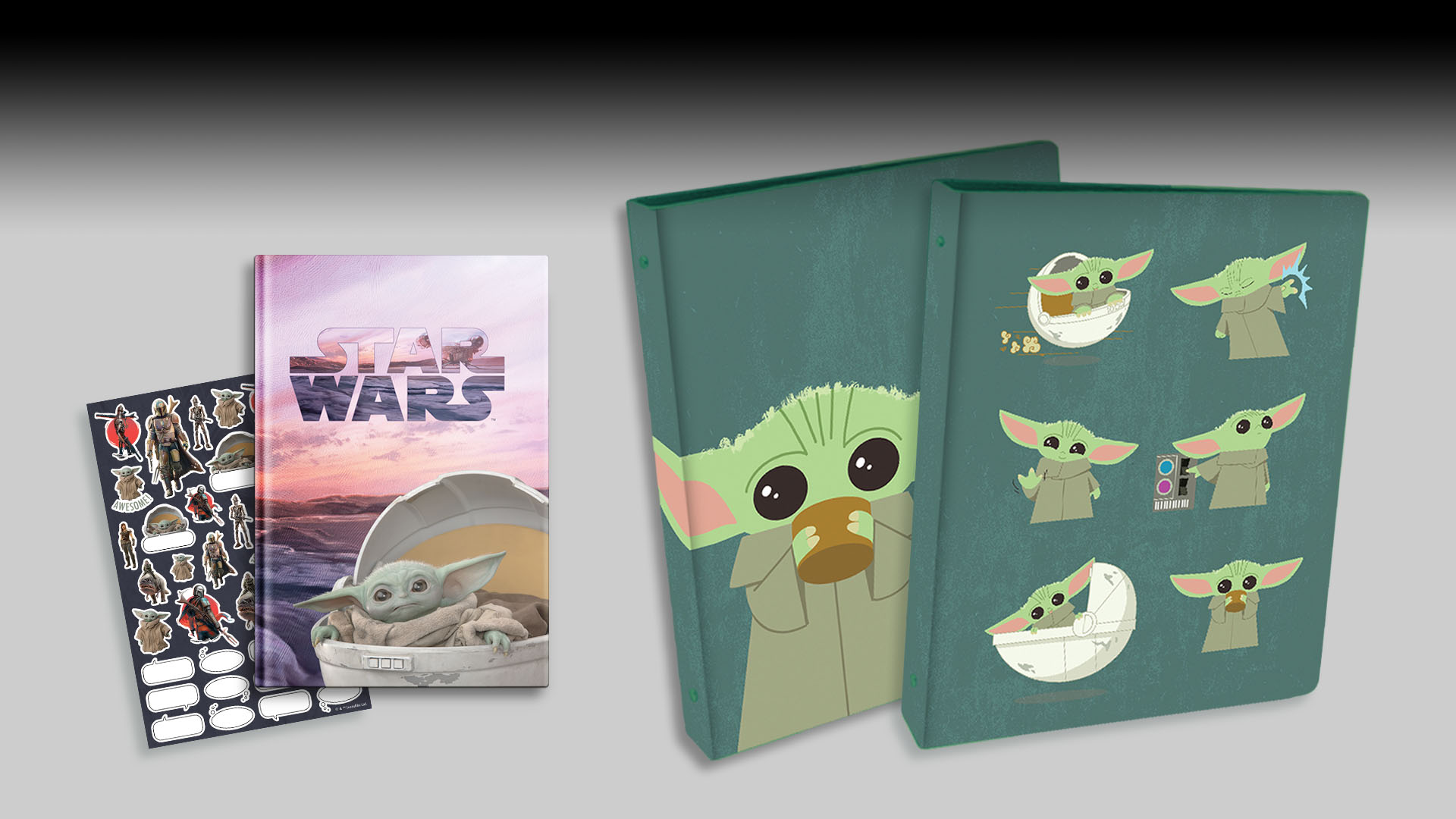 Franchise Design - Star Wars The Mandalorian The Child. Binders, notebook and stickers